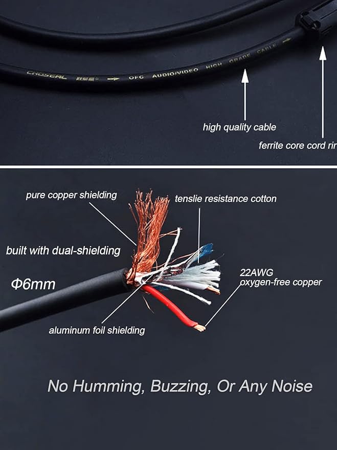JORZOR Audiophile RCA to 2RCA Subwoofer Cable,1 RCA Male to 2 RCA Male Audio Cable RCA Y-Adapter,Oxygen-Free Copper,Nylon Braided Jacket (1M(3.3FT))