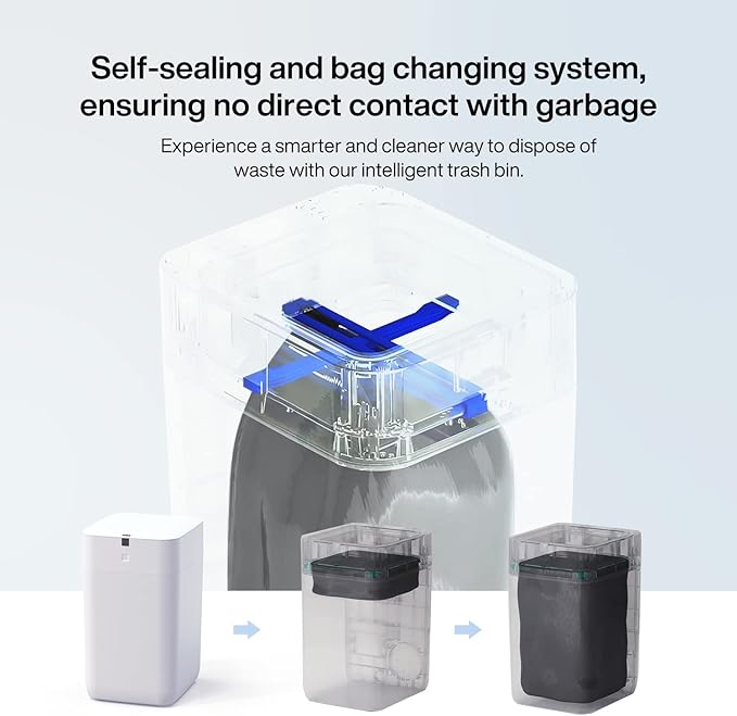 Airdeer Automatic Trash Can, 4 Gallon Self Sealing and Self-Changing Smart Trash Can, Motion Sensor, Touchless Garbage can with lid for Kitchen Bathroom Office, 6 Refill Rings(A1, Golden line)