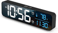 Abovsare Digital Clock for Bedroom, Clocks for Living Room Decor, Desk Table Clock, Alarm Clock Large Display with Date Week Temperature, Automatic Brightness Dimmer, Smart Cool Modern (Black Blue)
