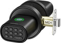 ThorBolt Fingerprint Door Knob, Keyless Door Knob with Keypad Biometric Electronic Thumbprint, Auto-Lock for Interior Doors for Bedroom, Home, Office, Garage, 4xAA Alkaline (NOT Included), MD1 Black