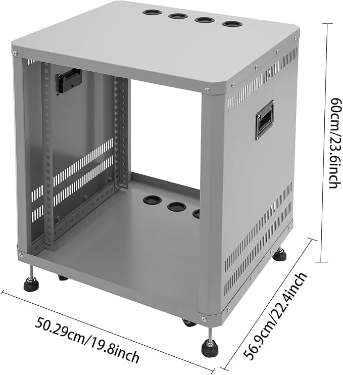 12U Stereo & Studio Rack with Wheels, Open Frame Audio Rack Cabinet, Rolling - Image 4
