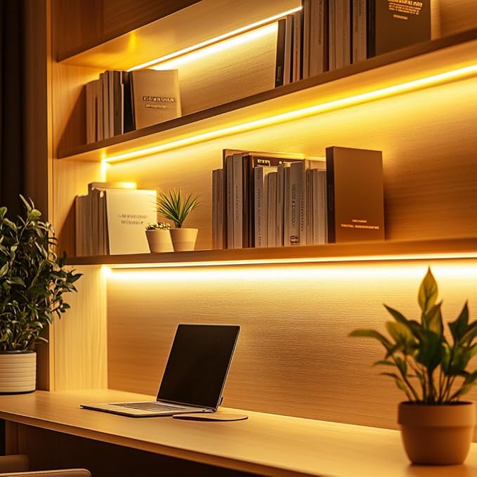 UVTaoYuan Short Led Strip Lights 5V USB LEDs Display Cabinet Lighting COB LED Strip Light 3000K Warm White Not Dimmable Flexible Small led Lights for DIY Home LED TV Lights Indoor Use (3.28FT/1M)