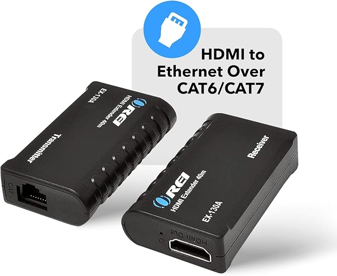 OREI HDMI Over Ethernet Extender– HDMI 1.4 with 1080p@60Hz Resolution, Power Over Cable - HDMI Over CAT6 Extension Up to 131 feet (EX-130A)