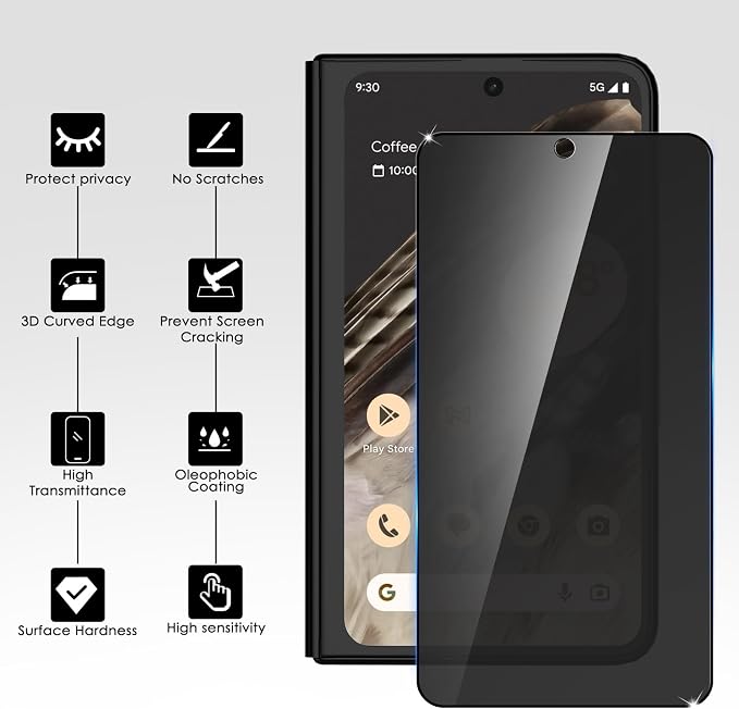 for Google Pixel Fold Privacy Screen Protector and Tempered Glass Camera Lens - Image 2