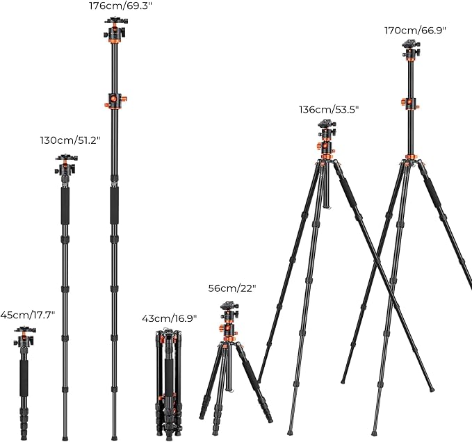 K&F Concept 67 inch Camera Tripod Horizontal Aluminum Tripods Portable Monopod - Image 6