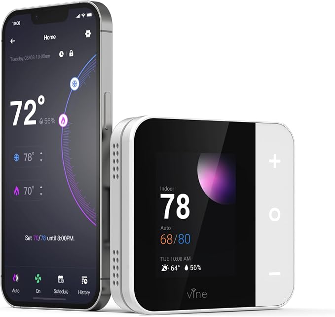 Vine Thermostat for Home with Touchscreen Color Display, WiFi Smart Thermostat - Image 9