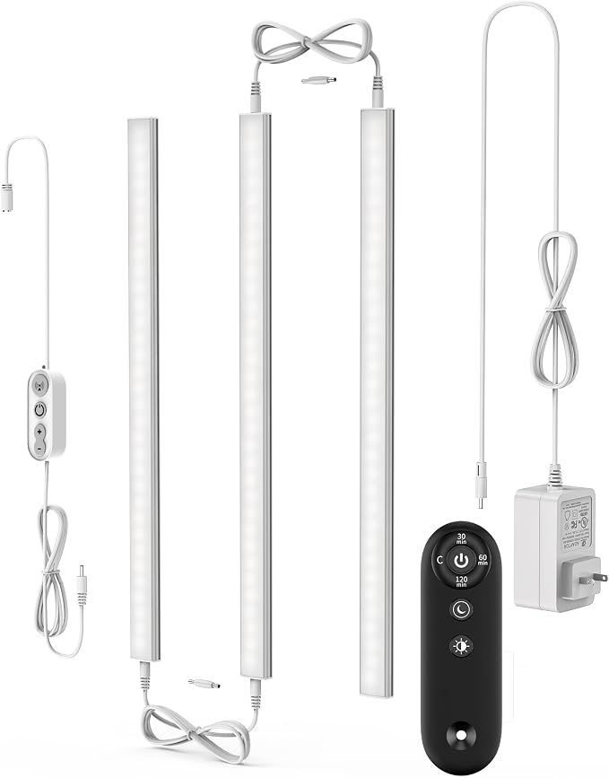 Remote Control Under Cabinet Led Light Plug in, Dimmable Daylight White 4500K by ASOKO