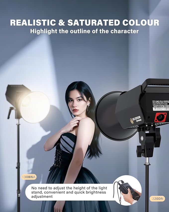 IFOOTAGE SL1 220DN LED Video Light,Continuous LED Lighting with 5600k Daylight,CRI 98+,Brightness 42000lux @ 1m,8 Light Effects,APP Control,for Professional Video Recording