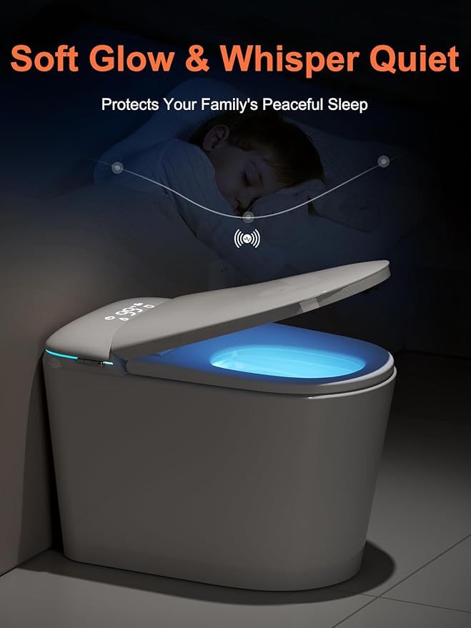 BAYTINA Smart Toilet with Auto Open/Close Lid, ADA Height Heated Seat, Warm Water Bidet, Dryer, Night Light, Dual Auto Flush, Foot Sensor Operation, Modern Elongated One-Piece Toilet for Bathrooms