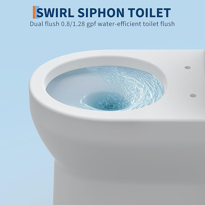One Piece Toilet with 19" ADA Height, Round Bowl Design, Soft Closing PP Toilet Cover, Easy Clean Surface, Water Efficient Flush