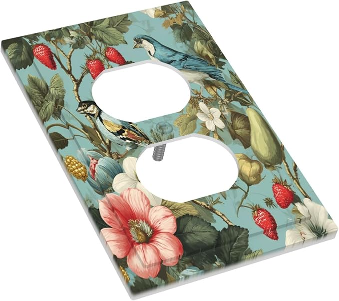 Bvtewkhz William Morris Flower Duplex Outlet Wall Plate Cover Decorative Light Switch Covers Electrical Faceplate Switch Plates for Bathroom Kitchen Home