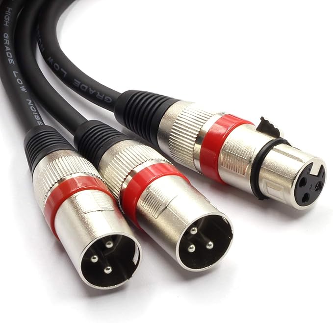 SiYear XLR Splitter Cable - XLR Female to Dual Male 3 Pin Patch Y Cable Balanced Microphone Splitter Cord Audio Adapter (50CM-2PACK)