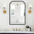 20X30 Inch Black Metal Framed Bathroom Mirror for Wall, Matte Black Bathroom Vanity Mirror, Rectangular Rounded Decor Mirror Anti-Rust, Tempered Glass (Black 20" x 30")