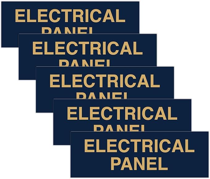 All Quality Basic Electrical Panel Sign - Fire Regulation Safety Compliance Sign - Blue/Gold - Small (5 Pack)
