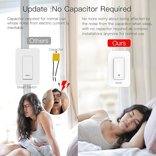 MOES WiFi Smart Light Switch No Neutral Wire, No Capacitor, No hub Required - Image 3