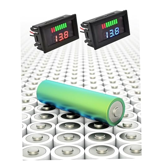 Battery Charge Level Indicator Universal Car Battery Capacity Meter Tester Checker 12V-60V Red Car Tester Motorcycle Checker Capacity Meter
