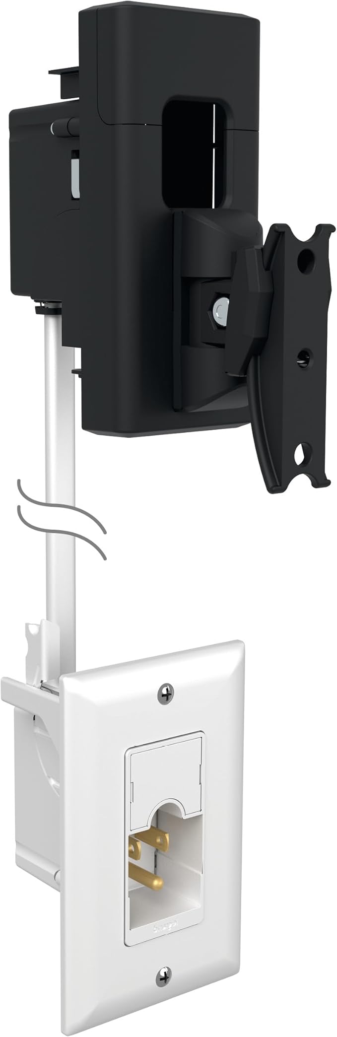 SANUS Speaker Wall Mount + Power Kit - Universal Speaker Mount Tilts, Swivels & Hides Cords Behind Wall w/ 10ft ETL Certified Cable - DIY Install Works w/Sonos Era 100 & Satellite Speakers up to 8lbs