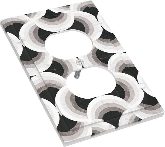 Bvtewkhz Black/White Art Marble Duplex Outlet Decorative Light Switch Covers Electrical Faceplate Switch Plates for Bathroom Kitchen Home