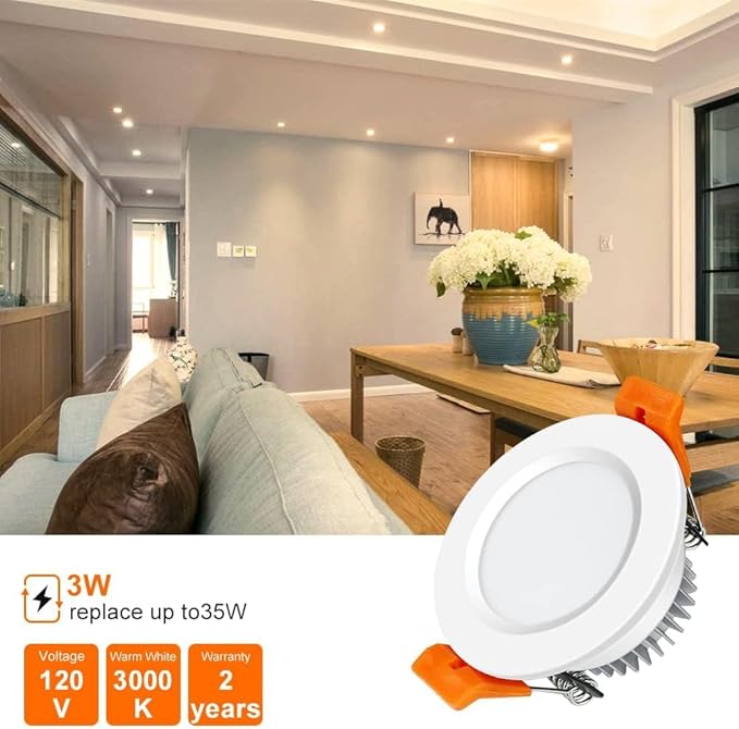 inShareplus 2 Inch LED Recessed Lighting, Downlight Dimmable 3W (35W Equivalent), 3000K Warm White, CRI80, Recessed Light Fixtures with LED Driver（10 Pack ）