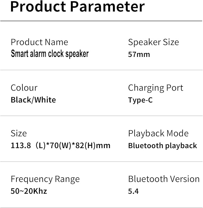 Felvoro White Smart Alarm Clock with Wireless Bluetooth 5.4 Speaker & Dynamic RGB Light,Hi-fi Stereo Sound,Hd Large Screen Display