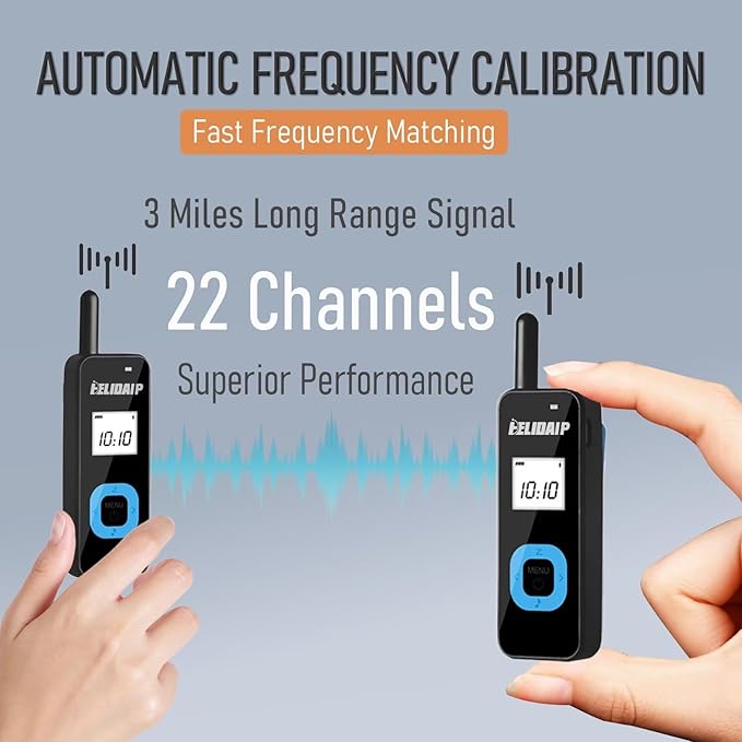 ELIDAIP T-M1 Super Mini Walkie Talkies with Headsets Portable Two Way Radio for Adults, Long Range Walkie Talkie for Hotel, Outdoor Sport, Restaurants, Hospital,Supermarket,Hiking,Camping, 3 Pack