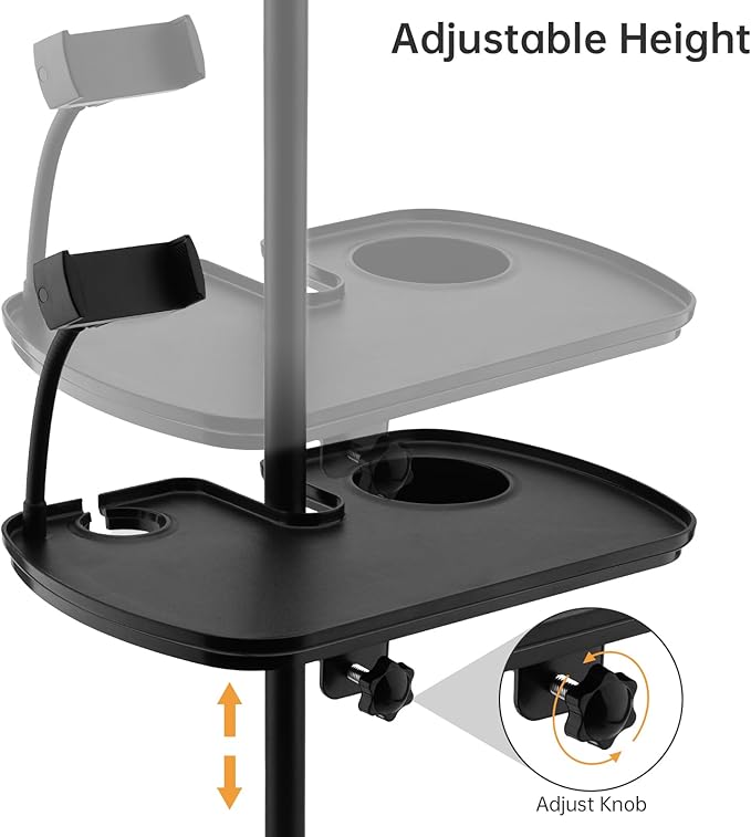 Microphone Stand Tray with Mic Phone Holder, 12.2" x 7.91" Large Shelf Adjustable Clamp On Rack Tray for Stage Music Stand Live Streaming Broadcast Audio Recording