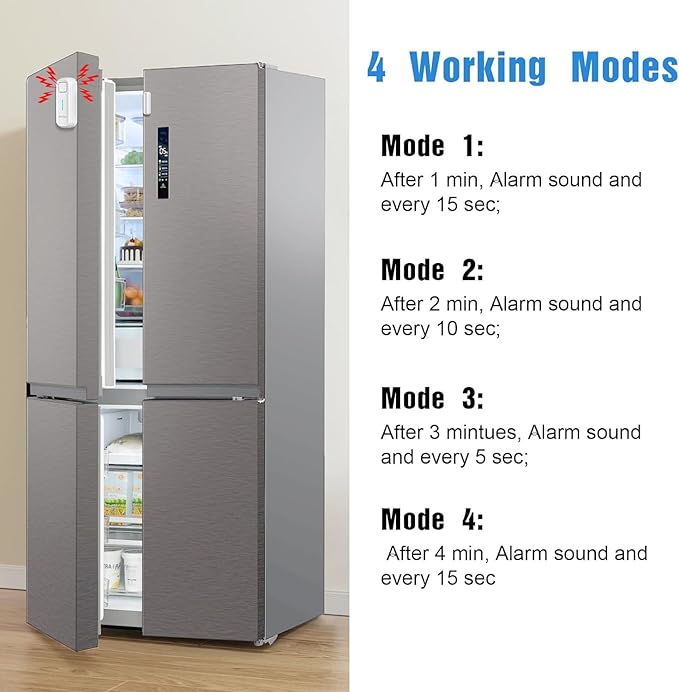 Daytech Freezer Door Alarm with Adjustable 0 to 120dB Volume, 4 Sets White