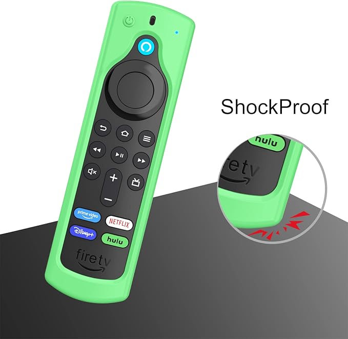 CaseBot Remote Case for Fire TV Stick HD/4K/4K Max (1st Gen)/Fire TV Stick (3rd Gen)/Lite - Anti-Slip Shockproof Silicone Cover for Alexa Voice Remote (2nd & 3rd Generation) (Green Glow in The Dark)