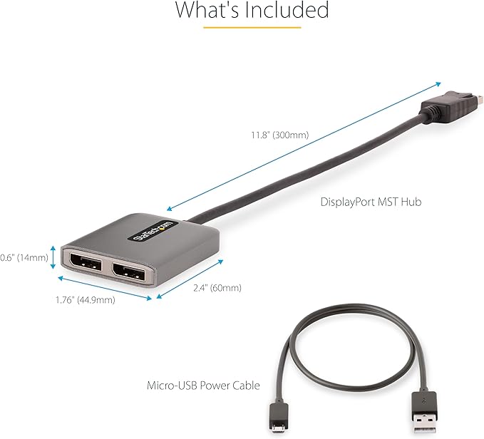 StarTech.com 2-Port DisplayPort 1.4 Splitter, DP to 2x DP Multi-Monitor Adapter, Dual 5K 60Hz MST Hub, Windows Only (no support for macOS/ChromeOS/Linux)