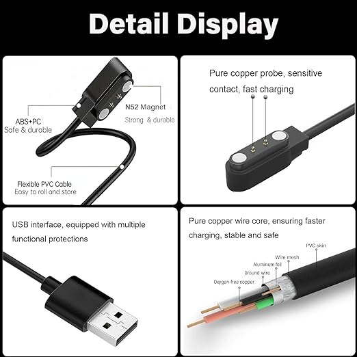 Smart Watch Charger, Da Fit, Gloryfit Magnetic Charging Cable, - Image 5