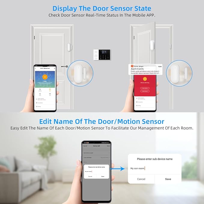 LWOHSI Wireless Home Alarm System,24 Pieces DIY 4G/WiFi Home Security Systems,Phone APP Alert,Door/Window Sensors,Motion Detectors,Remote,Work with Google for Home,Apartment,No Contract Fee
