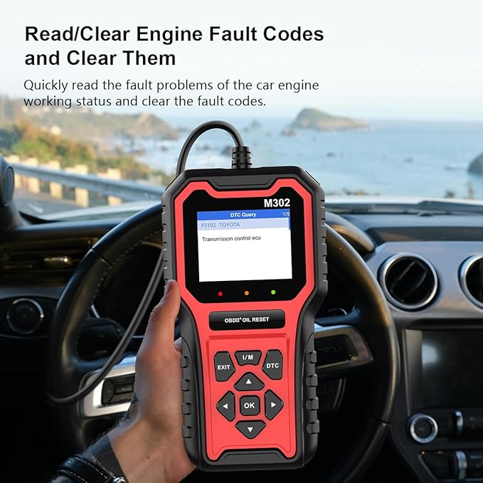 OBD2 M302 Car Diagnostic Scan Tool Timcartuning Car Maintenance Light Reset car Engine Fault Diagnosis car Engine Fault Removal I/M Ready Status, Vehicle Information OBD2