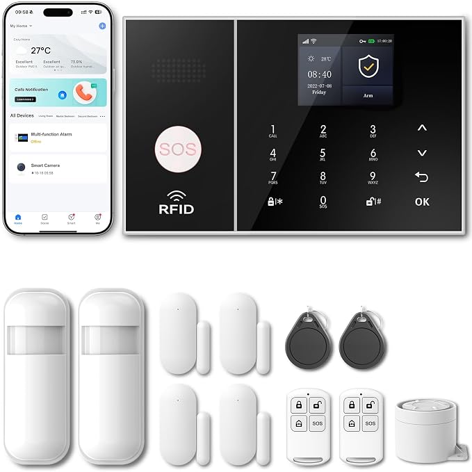 PGST Security Alarm System 99+3 Zone Auto Dial WiFi+GSM/4G Home Burglar by PGST
