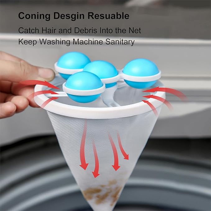 OKAKA Hair Filter Bag Lint Catcher for Washing Machine Pet Hair Catcher 4 Pack
