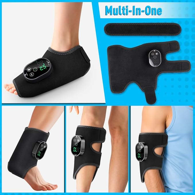 2-Pack Cordless Foot Massager for Neuropathy, Foot and Ankle Massager, Ankle Heating Pad with Massage, 6 Heat Levels & 3 Massage Modes with Timer (Black)