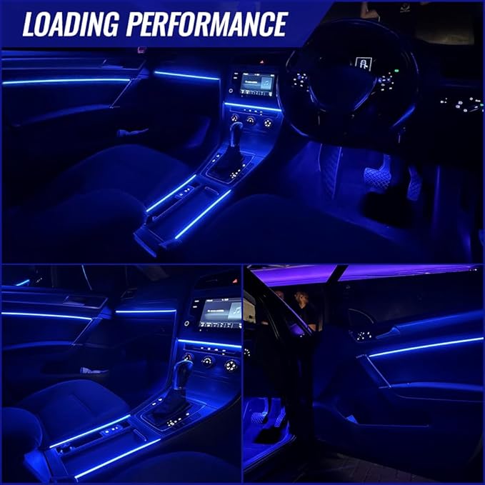 Ambient Lighting Car Led Lights Interior,43.3’’ USB Powered Acrylic Neon Flexible Strip Fiber Optic LED Ambient Lighting Kits with Remote APP, RGB Music Lights Sync for Inside car Decorations