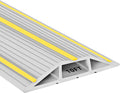 10Ft Cord Covers for Wires on Floor, 3-Channel Floor Cord Cover with Anti-Slip Base & Yellow Warning Strips, Extension Cord Covers for Floor, Ideal for Home, Office, Outdoor Use