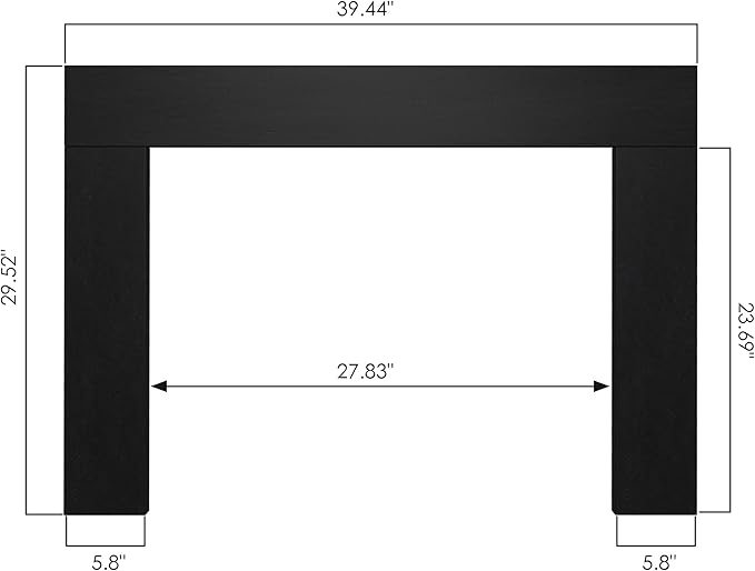 30.5" W x 25" H Trim Kit Designed for Electric Fireplace Insert, Black