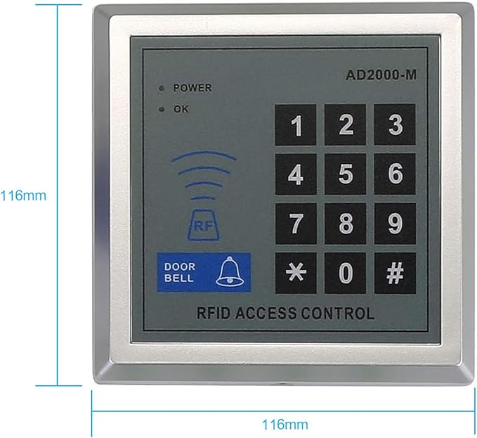 AGPTEK RFID Door Access Control System Kit, Home Security System with 280kg 620LB Electric Magnetic Lock 110-240V AC to 12v DC 3A 36w Power Supply Proximity Door Entry keypad 10 Key Fobs EXIT Button