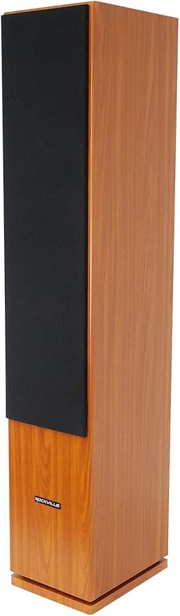 Rockville RockTower 68C Passive Tower Speaker, 8 Ohm, Classic Wood Grain, 500W Peak, 3-Way, Dual 6.5", MDF Cabinet, Detachable Grille, for Home Audio