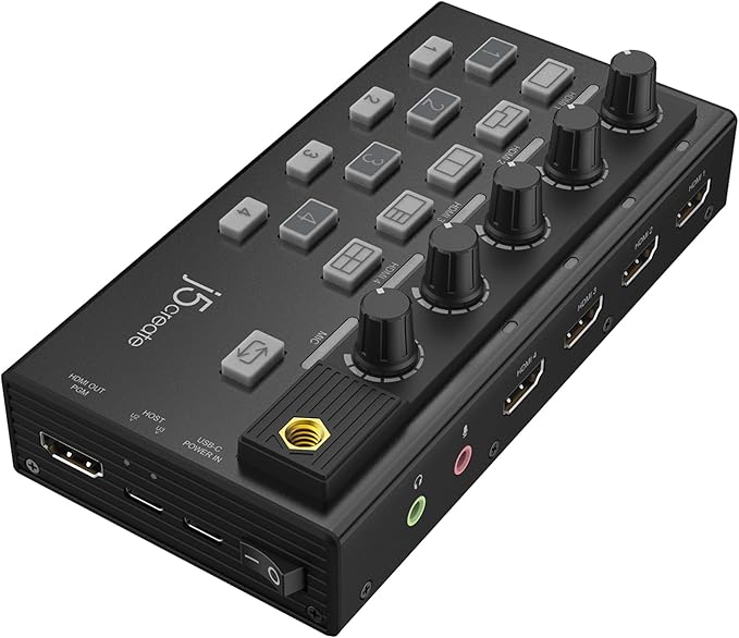 j5create All-in-One Live Streaming Station - Quad HDMI Capture, Audio Mixer, Video Switcher, Plug & Play, for Streaming, Video Conferencing, Teaching, Broadcasting (JVA08)