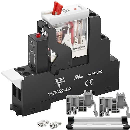 24V AC Relay Electromagnetic Relay 8 Amp 8Pin DPDT 2NO 2NC with Test Button, LED Light Module and Socket Base UL Certification (8 Pin- 5A, AC 24V)