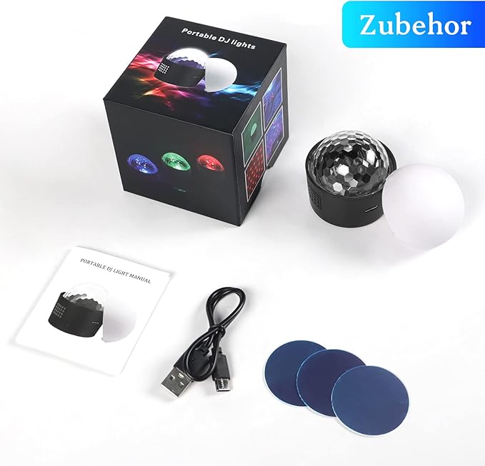 2-Pack Wiwreenm Mini Disco Ball Sound Activated Night Lights Projector for Kids,Halloween,Disco Decoration for Car/Parties