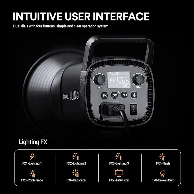 Godox SL100D LED Video Light, 100W TLCI≥97 CRI≥96, 5600K Continuous Lighting - Image 5