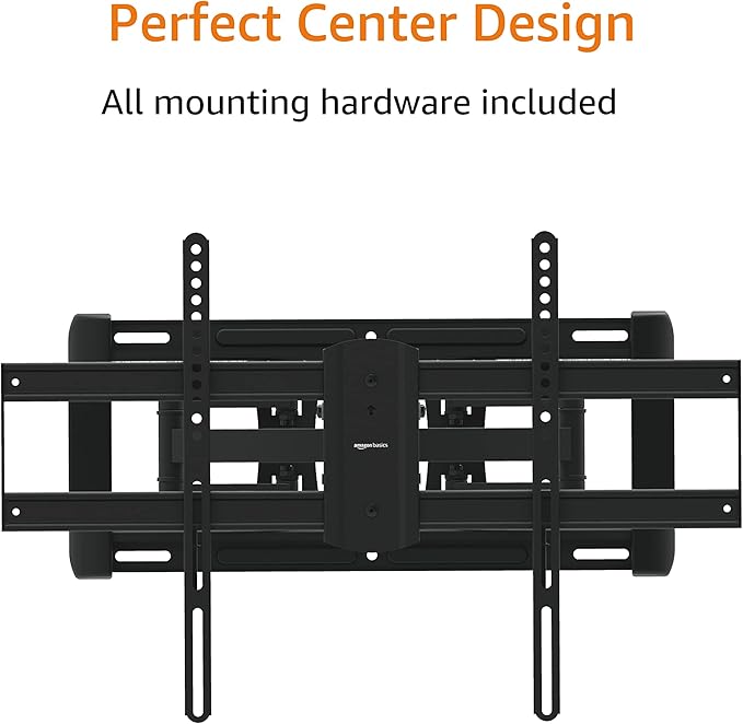 Amazon Basics Heavy Duty Dual Arm, Full Motion Articulating TV Mount for 37" to 80" TVs up to 132 lbs, Fits LED LCD OLED Flat Curved Screens, Black