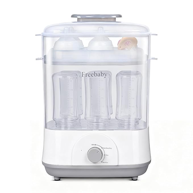 Freebaby Baby Bottle Sterilizer and Dryer,4 in 1 Electric Steam Sanitizer and Dryer for All Baby Bottle,Pacifiers&Breast Pump Accessories,Large Capacity and Adjustable