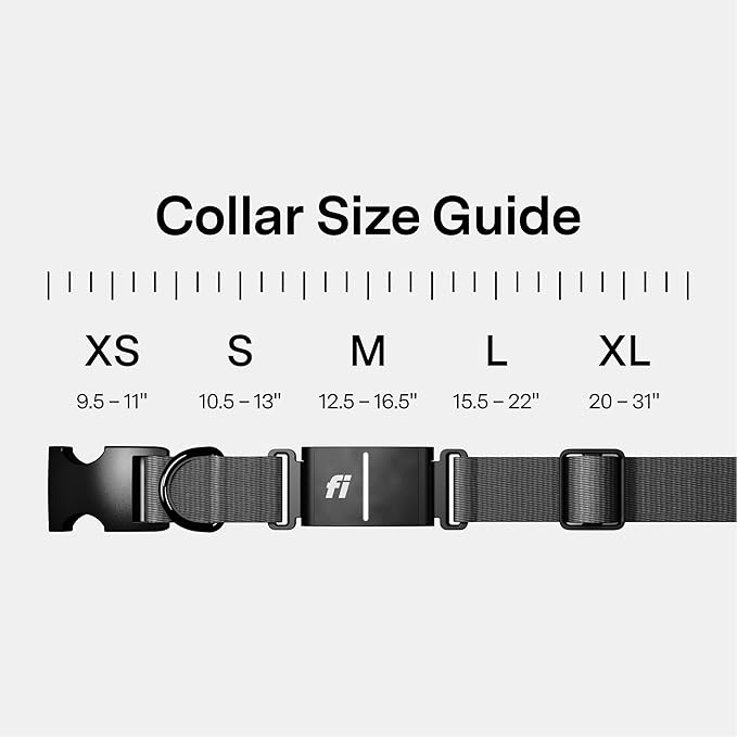 New Fi Series 3+ Smart Dog Tracker Collar [12 Month Membership Included] GPS Tracker for Dogs with Health & Behavior Monitoring, Escape Alerts, Waterproof, LED, Apple Watch Compatible (Gray, X-Large)