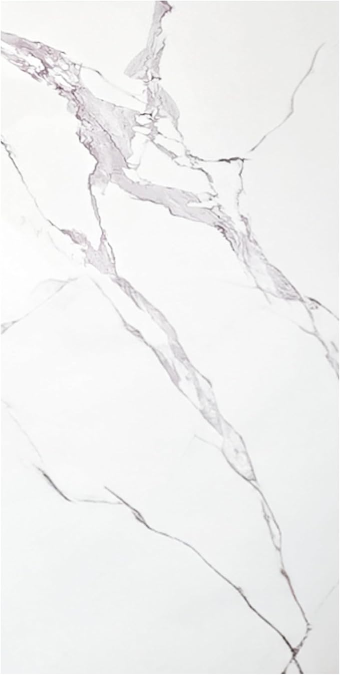 Dundee Deco Faux Marble Wall Panels - 2 ft X 4 ft - Glossy, Waterproof Indoor Wall Cladding - White, Grey Veins - Set of 4 - Covers 31 sq ft