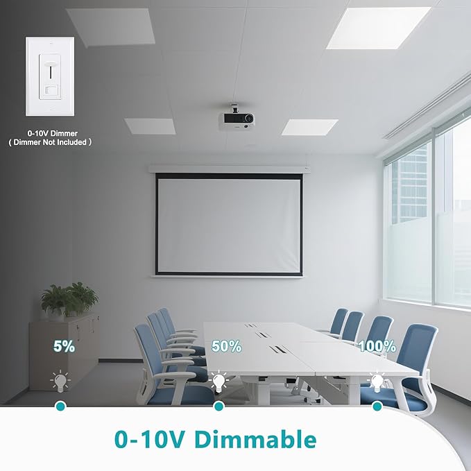 VocgoUU 2x2 LED Flat Panel Light for Drop Ceiling, 5500LM, 0-10V Dimmable, 30W/40W/50W Selectable, 4CCT 3000K/4000K/5000K/6000K, ETL Listed, 100-277V, 8 Pack