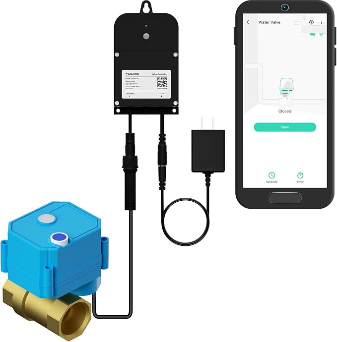 YoLink Valve Controller 2 Kit, 1/2" Brass Motorized Ball Valve, LoRa Long Range by YoLink